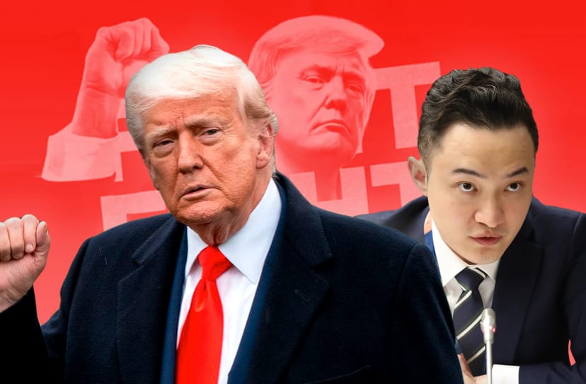 Trump fêtes Justin Sun and other top memecoin holders as protesters decry ‘crypto corruption club’