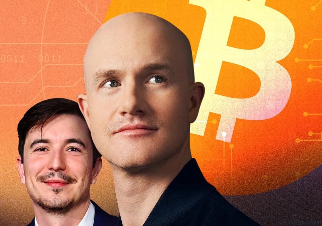 Vlad Tenev, CEO of Robinhood, and Brian Armstrong, CEO of Coinbase.