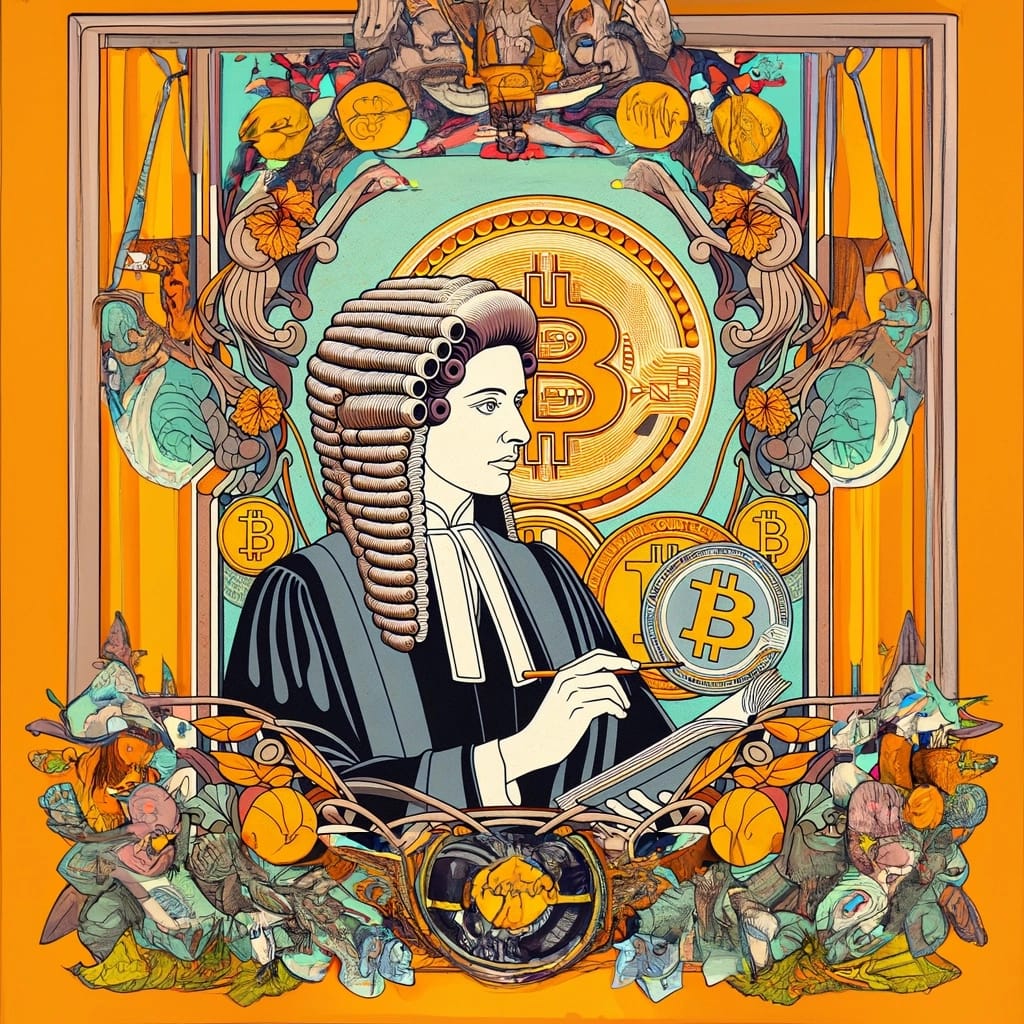 Art,Nouveau,Artistic,Image,Of,Australian,Judge,Crypto