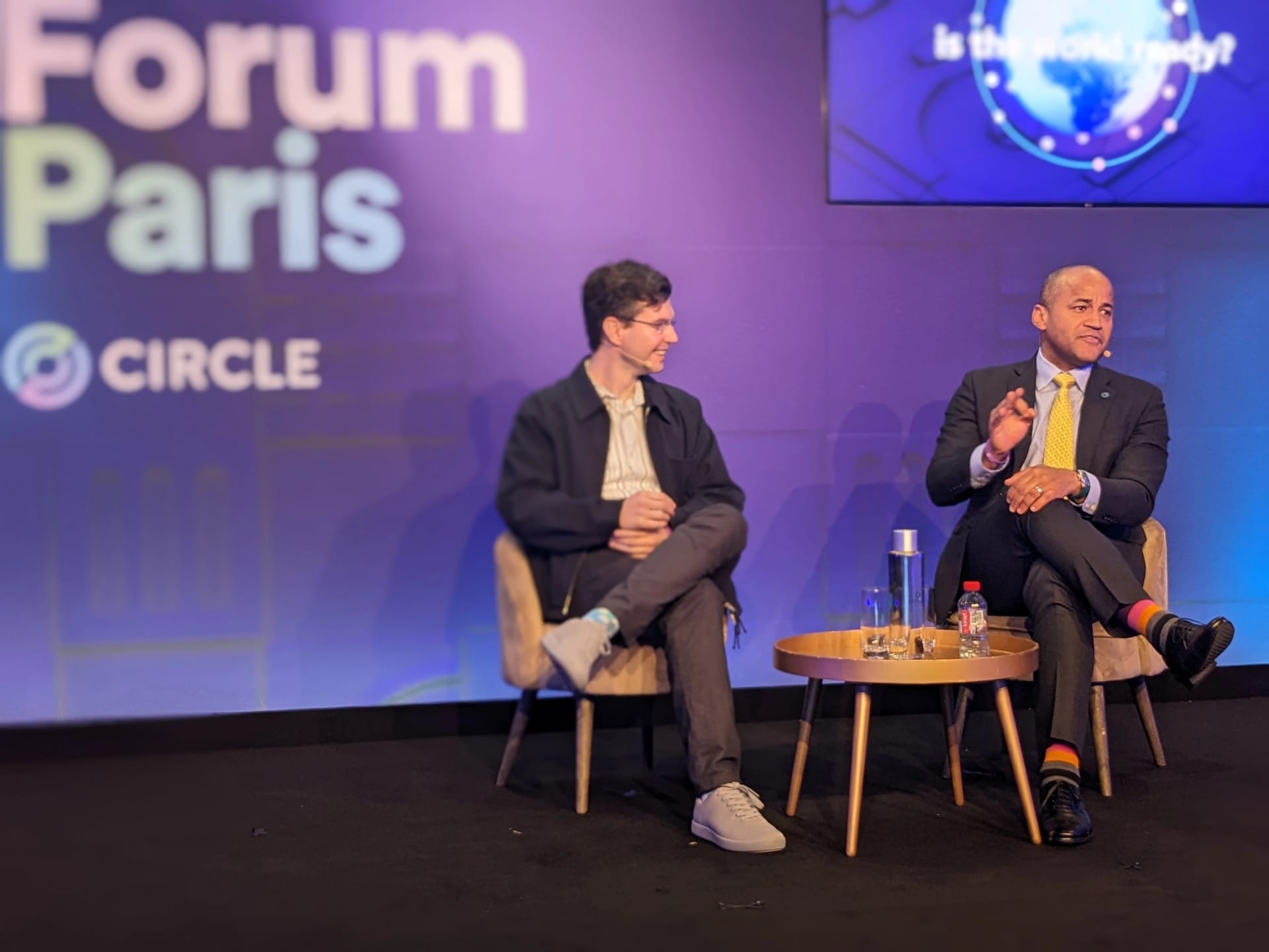 Austin Federer, head of strategy at Solana Foundation, and Dante Disparte, head of policy and CSO of Circle.