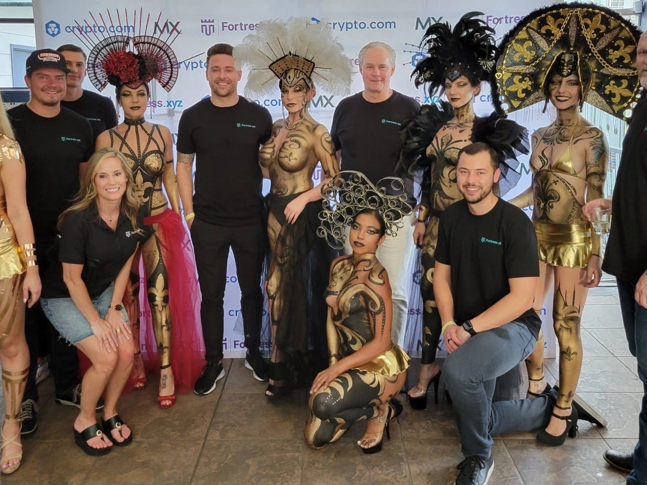 Scott Purcell, middle, at a party co-sponsored with Crypto.com in 2022 at Consensus, a crypto conference in Austin, Texas.